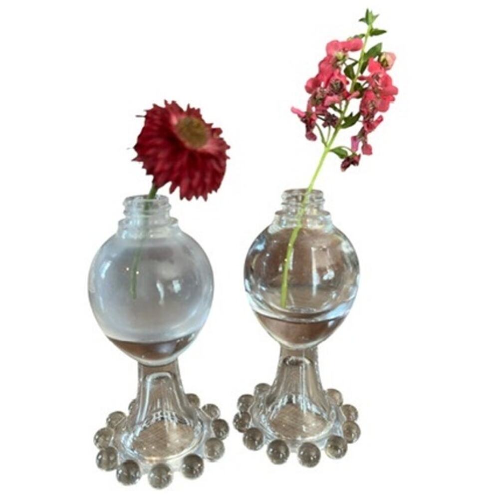 Vtg Imperial Candlewick Clear Glass Mini Vase Salt Pepper Bottle Retro Alchemist